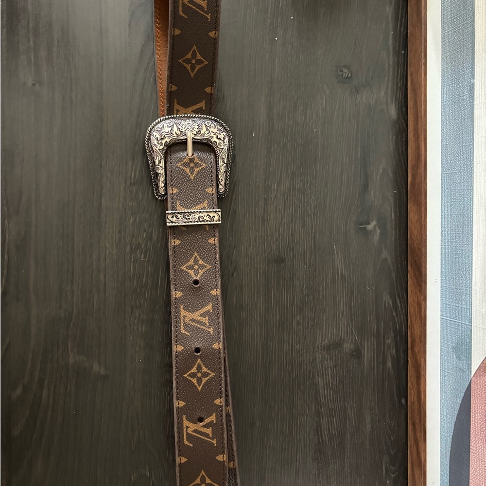 Repurposed Monogram Belt with Silver Buckle